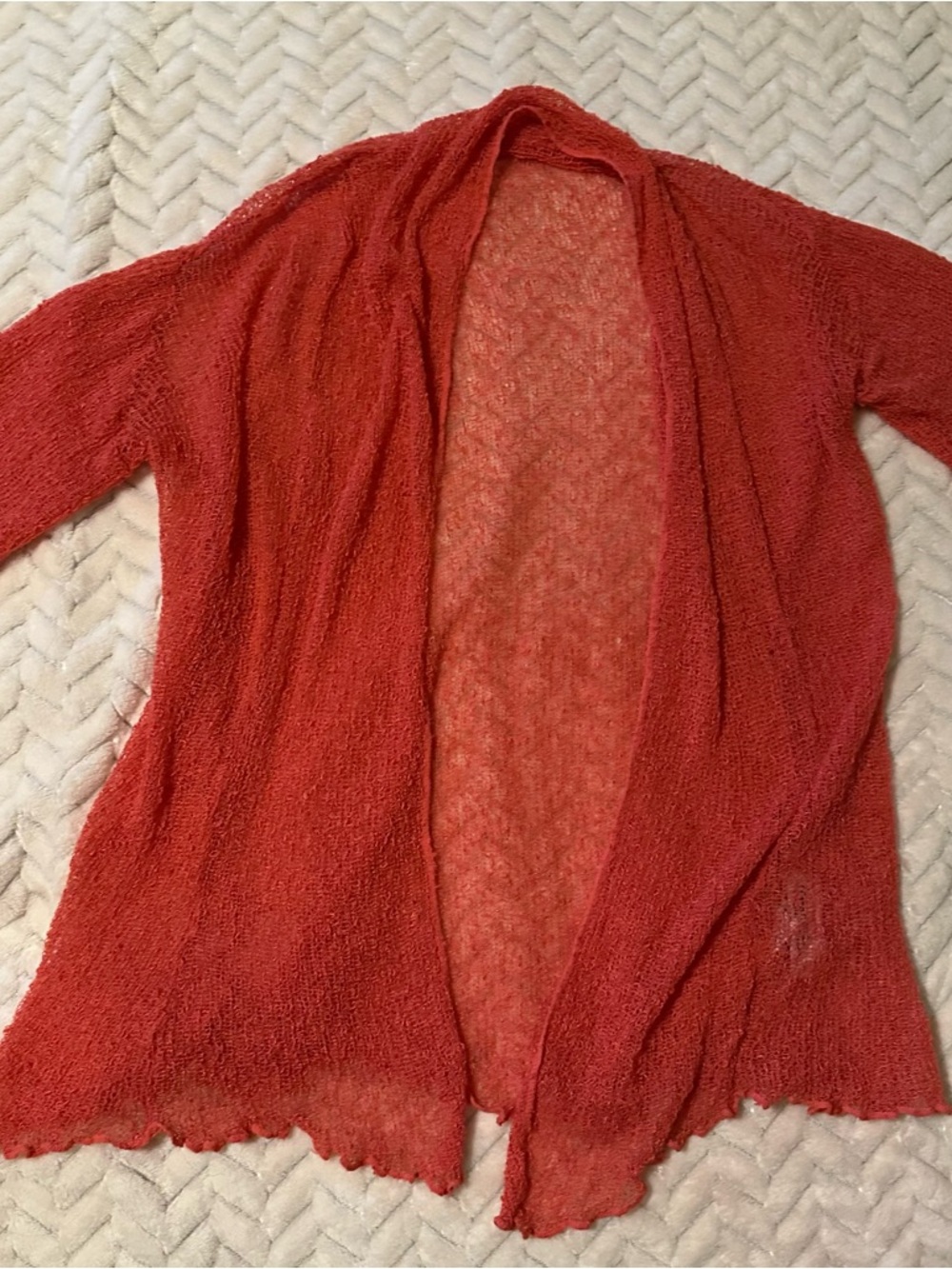 Boho Nomadic Traders Open-Front Lightweight Cardigan - Bright Coral